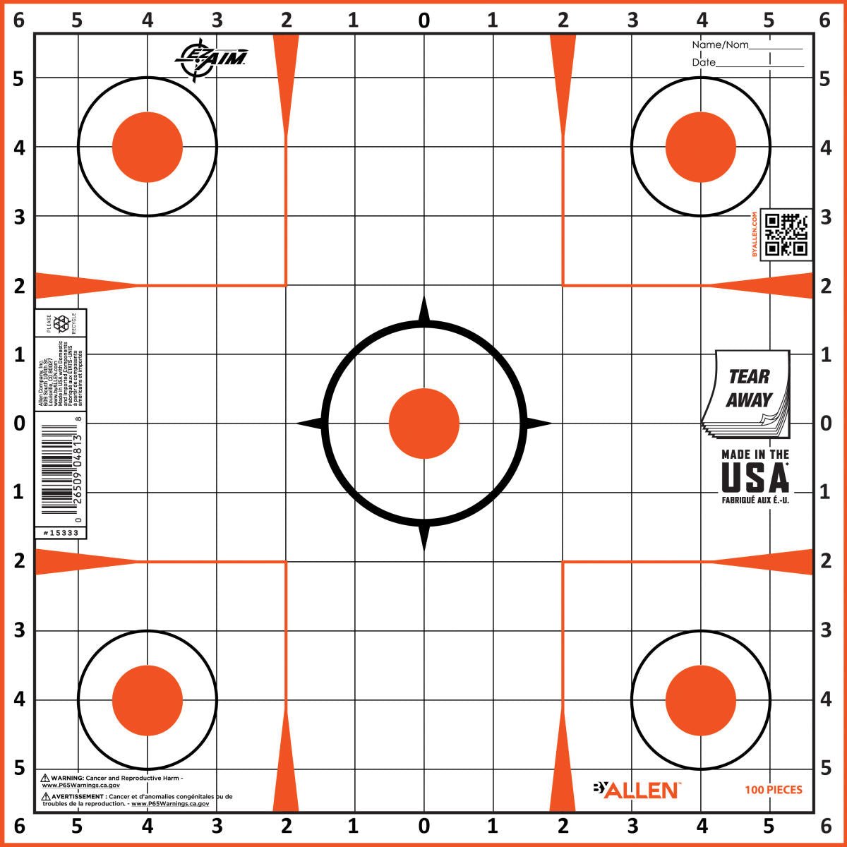 Allen Company - EZ AIM Adhesive Bullseye Targets 12" 100 Pack