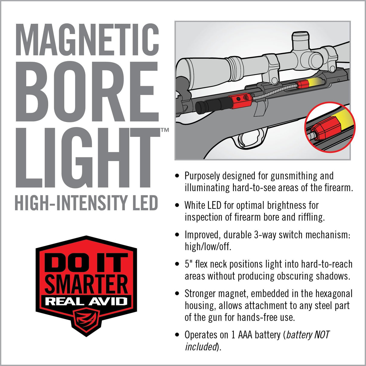 Real Avid - Magnetic Bore Light with LED Beam