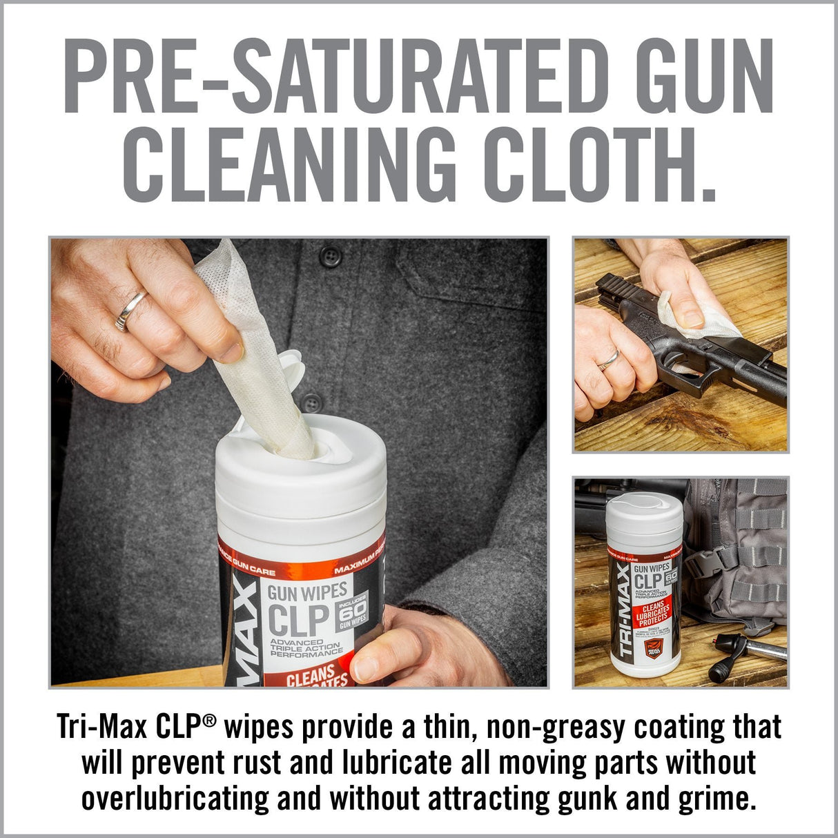 Real Avid - TRI-MAX CLP Gun Wipes, 60 Count