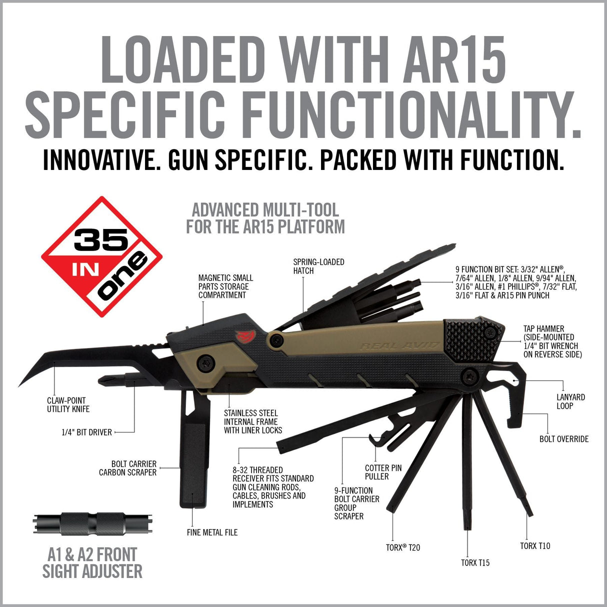 Real Avid - Gun Tool Pro AR15 Multi-Tool with Sheath