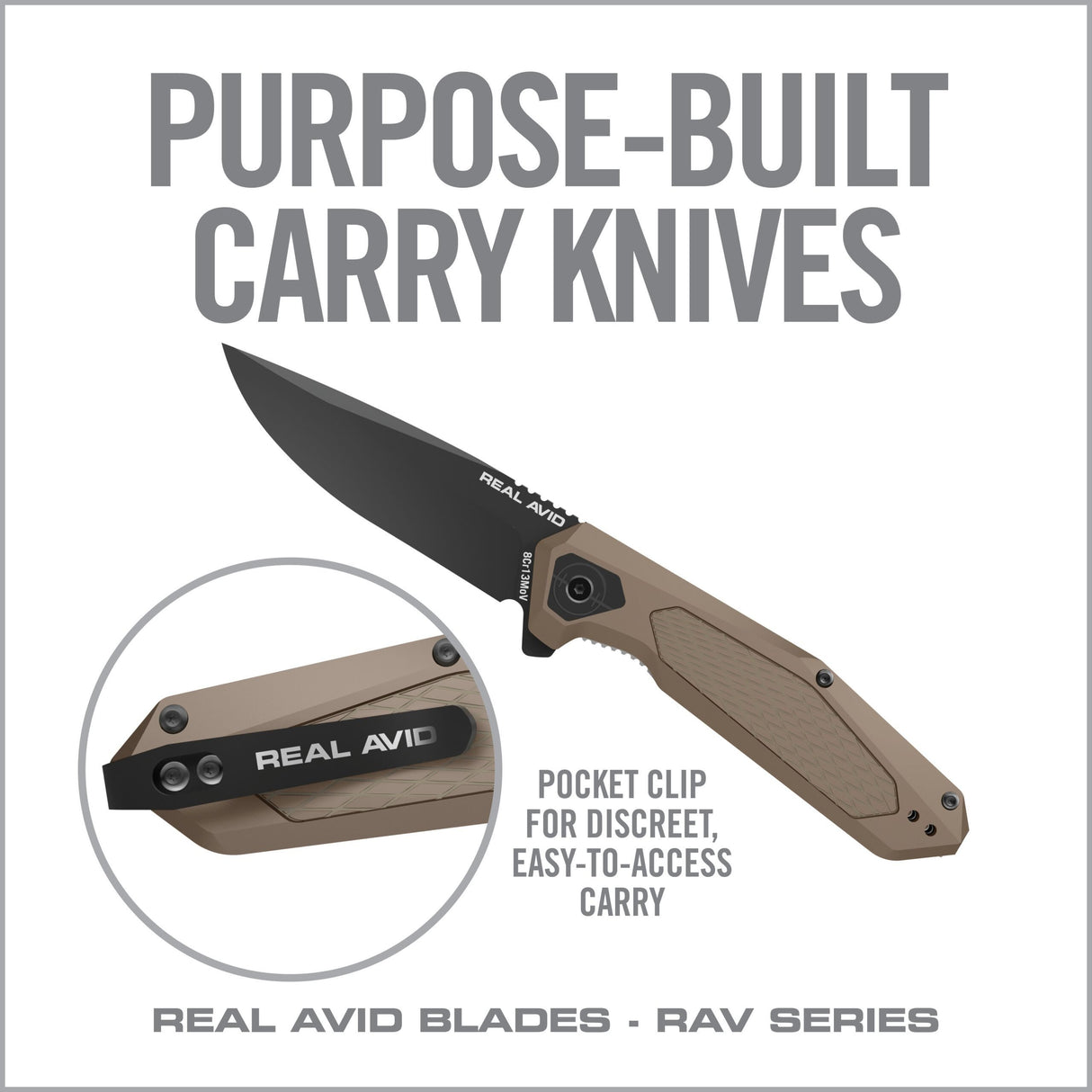 Real Avid - RAV-3 Assisted Folding Knife - Black/Tan