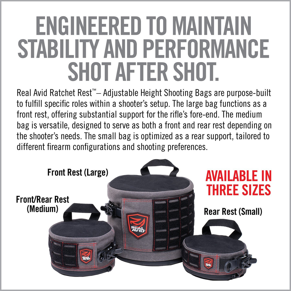 Real Avid - Ratchet Rest Front Shooting Bag, Large
