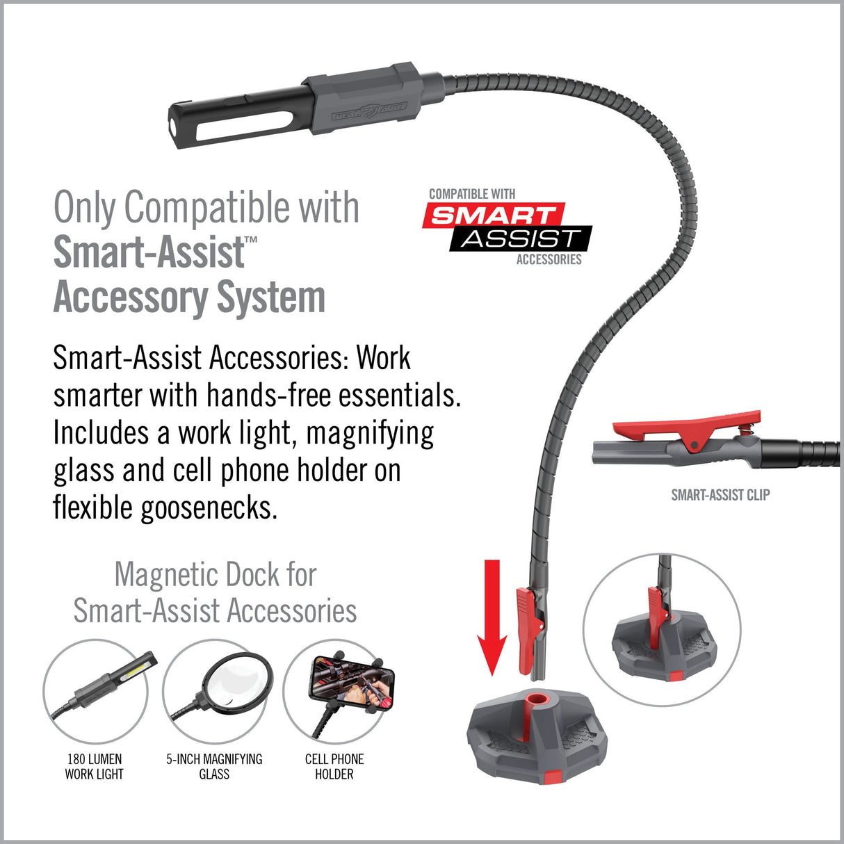 Real Avid - Smart-Assist Magnetic Mount, Gray/Red