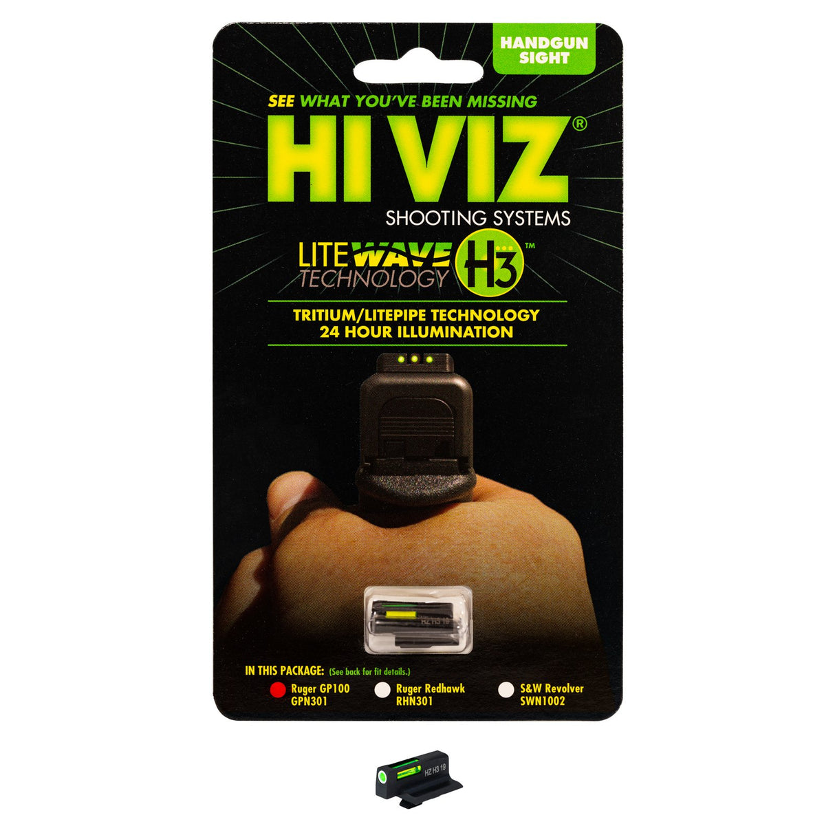 Hi-Viz - LiteWave H3 Tritium Night Sight for Ruger GP100