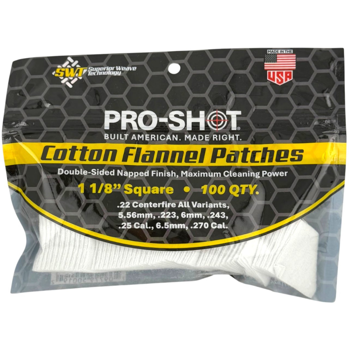 Pro-Shot Products - .22-.270 Caliber Cleaning Patches, 100 Pack