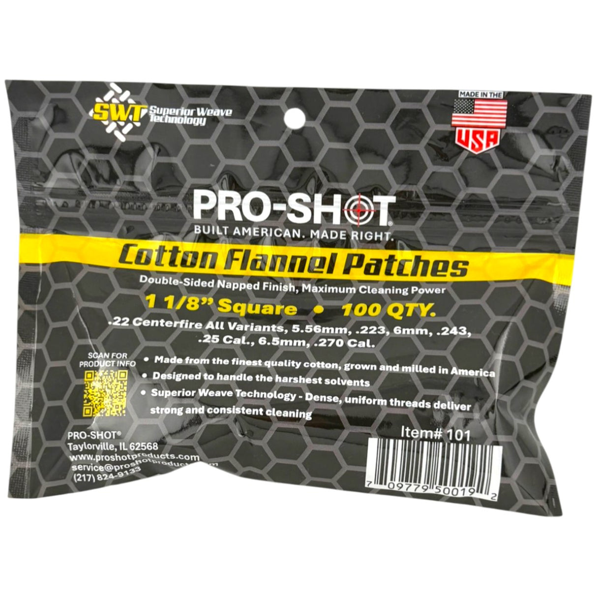 Pro-Shot Products - .22-.270 Caliber Cleaning Patches, 100 Pack