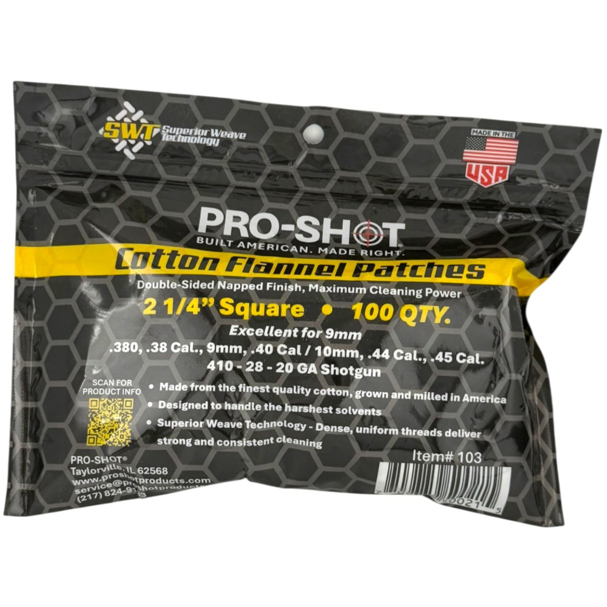 Pro-Shot Products - Patch for 38-45 Cal & 20-410 Bore, 100 Pack