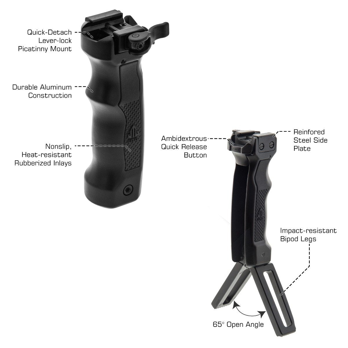 Leapers UTG - D-Grip Quick Release Deployable Bipod
