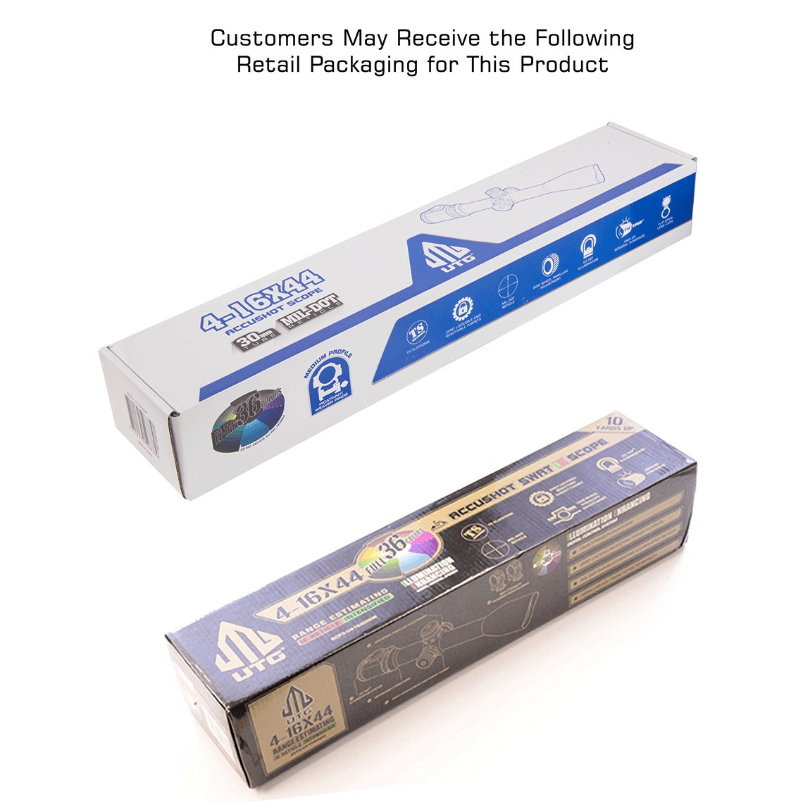 Leapers UTG - AccuShot 4-16X44 AO Rifle Scope, 36-Color Mil-Dot