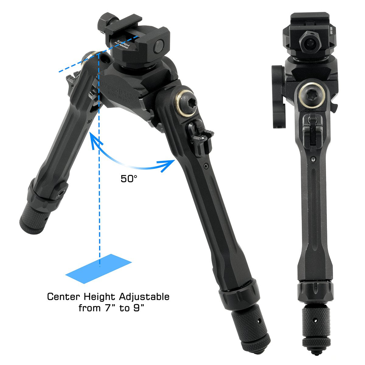 Leapers UTG - PRO TBNR 7-9" Picatinny Bipod - Black
