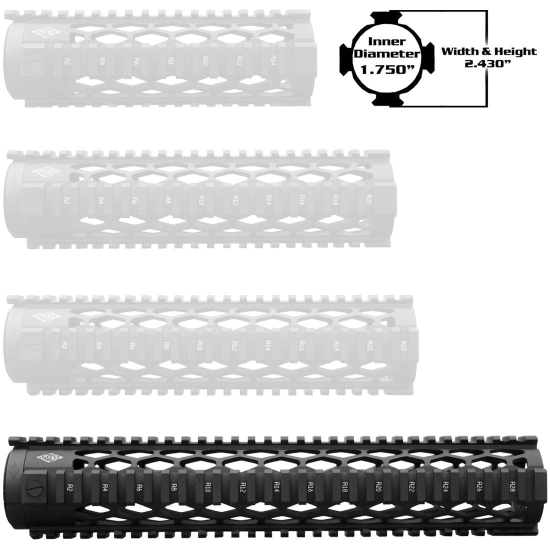 Yankee Hill Machine - 12.6" Diamond Series Forearm for AR-15