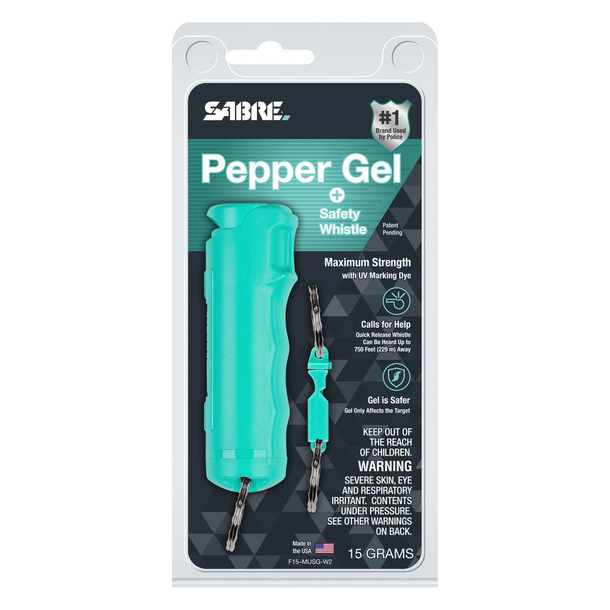 Sabre - 2-in-1 Pepper Gel with Whistle Keychain - Mint