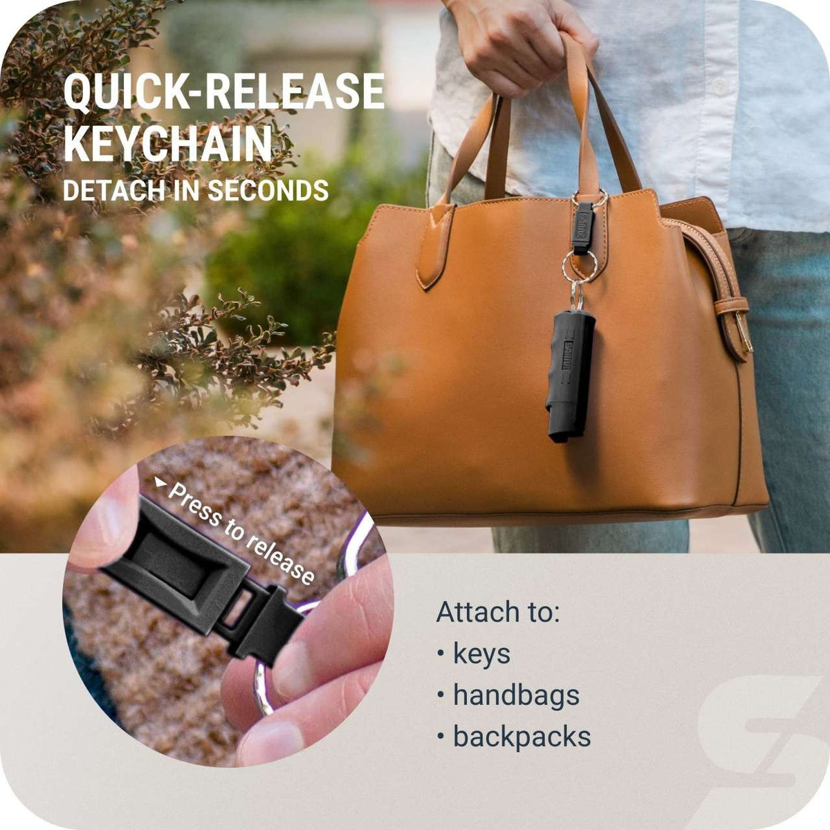 Sabre - Pepper Spray with Quick Release Keychain - Light Gray