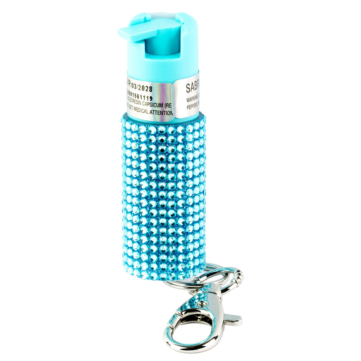 Sabre - Jeweled Pepper Spray with Snap-Clip Keychain - Teal