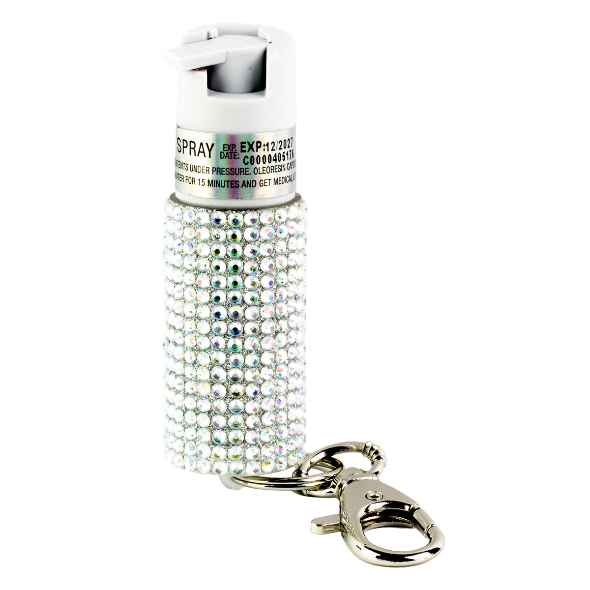 Sabre - Jeweled Pepper Spray with Snap-Clip Keychain - Silver