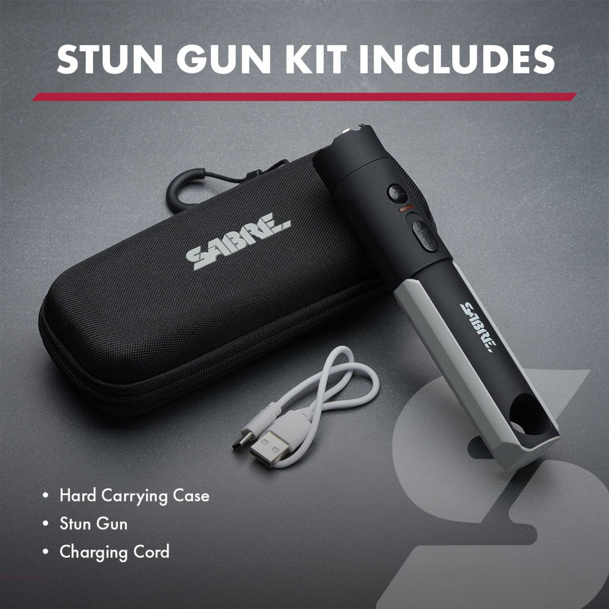 Sabre - 2-in-1 Stun Gun with 200-Lumen LED Flashlight - Black