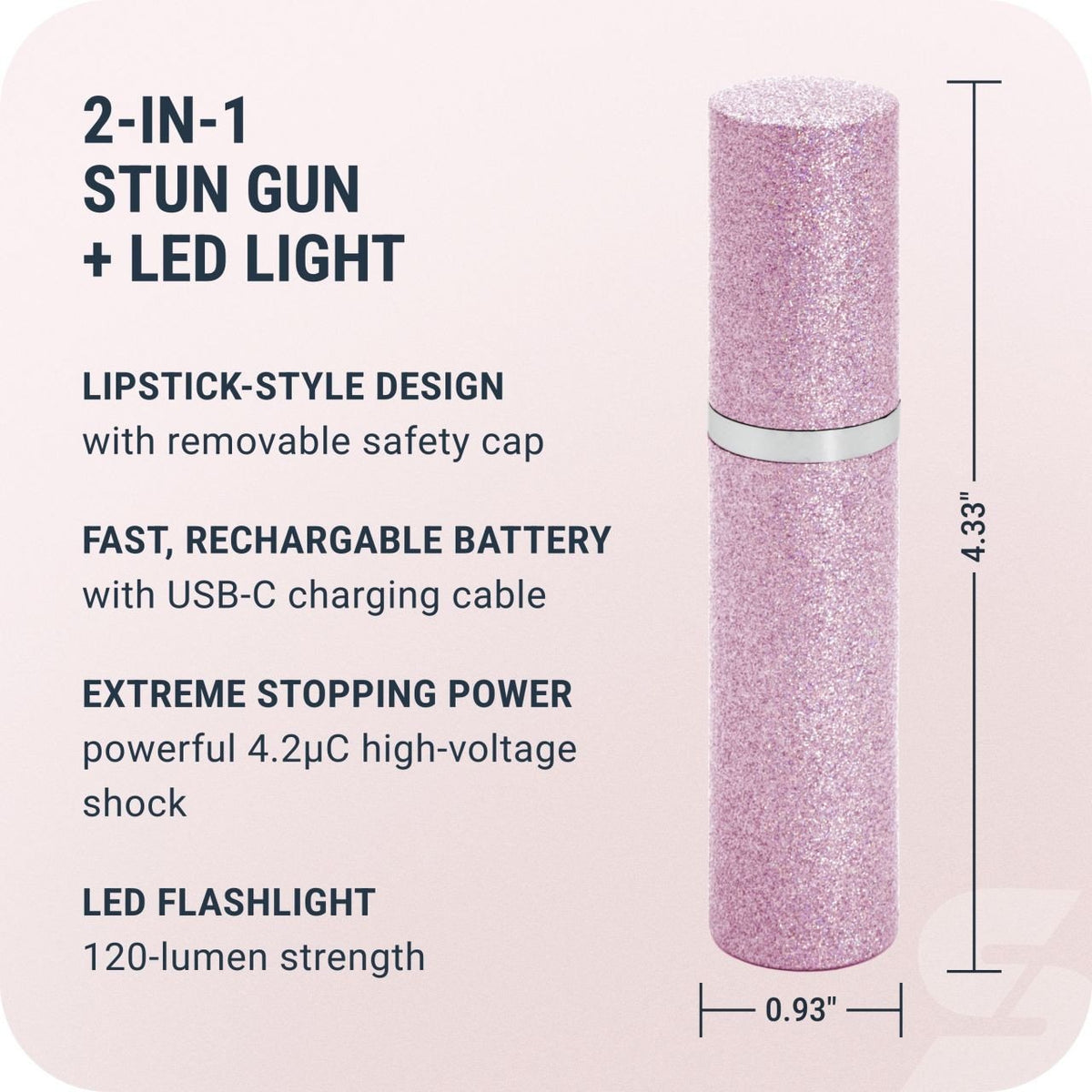 Sabre - 2-in-1 Fashionable Stun Gun with LED Flashlight - Silver — view 3