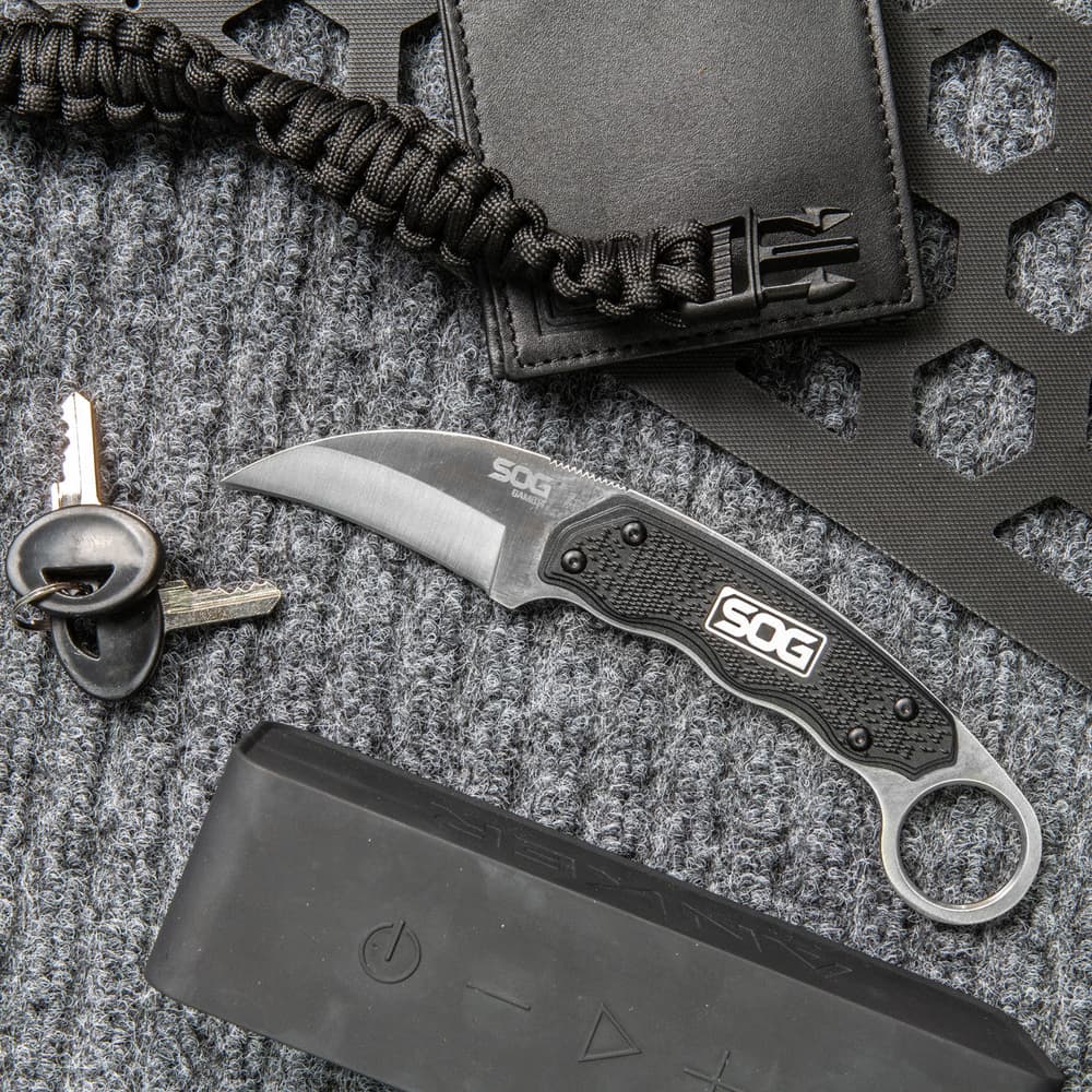 SOG - Gambit - Fixed Blade Knife with Ergonomic Handle and Hooked Blade