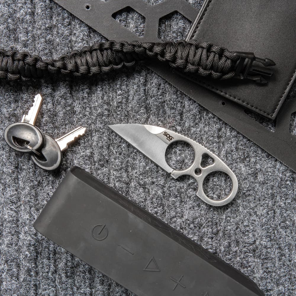 SOG - SNARL Fixed Blade Neck Knife - 9Cr18MoV Steel, 2.3" Sheepsfoot Blade, Nylon Sheath