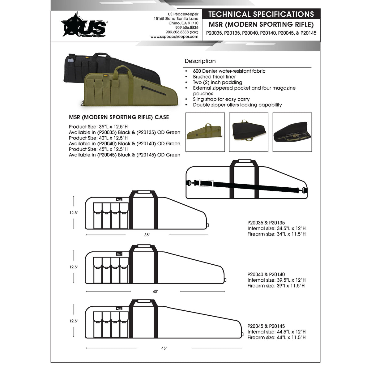 US PeaceKeeper - MSR Rifle Case 35" OD Green