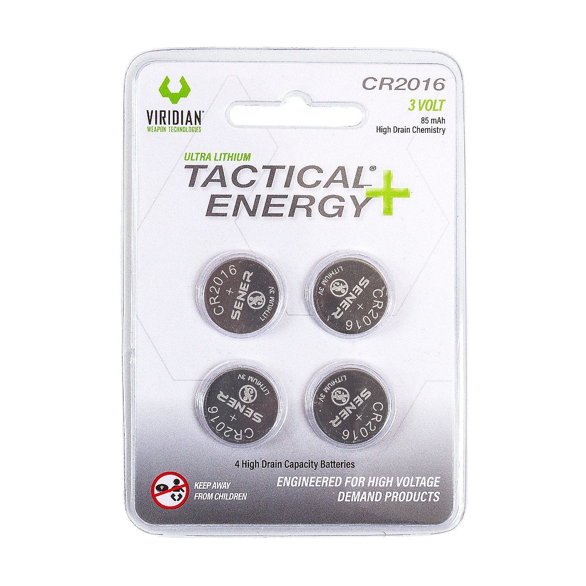 Viridian - CR2016 Lithium Battery 4-Pack High Drain