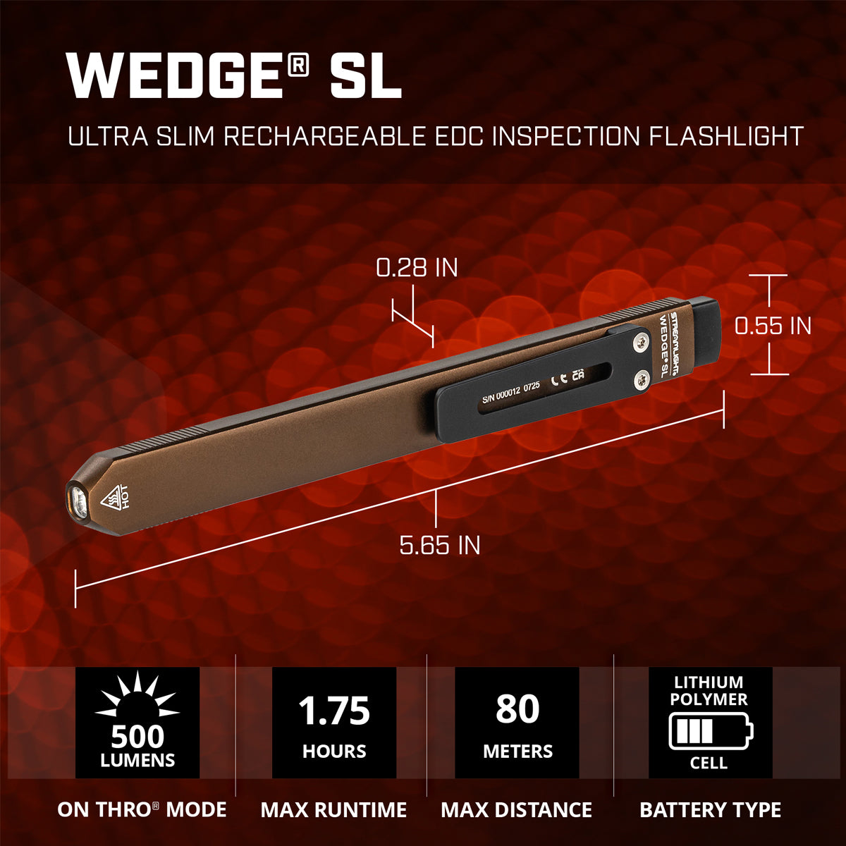 Streamlight – Wedge SL Ultra-Thin Rechargeable EDC Flashlight