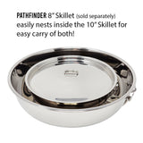 Pathfinder - Folding Skillet and Lid, Stainless Steel Construction, Locking Folding Handle, 10" Skillet