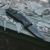 SOG - Trident AT, Folding Knife, 3.7" Straight Clip Point, Black Handle, D2 Steel, Titanium Nitride Finish, Black