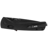 SOG - Flash AT, Folding Knife, 3.45" Straight Back, Titanium Nitride Finish, Blackout