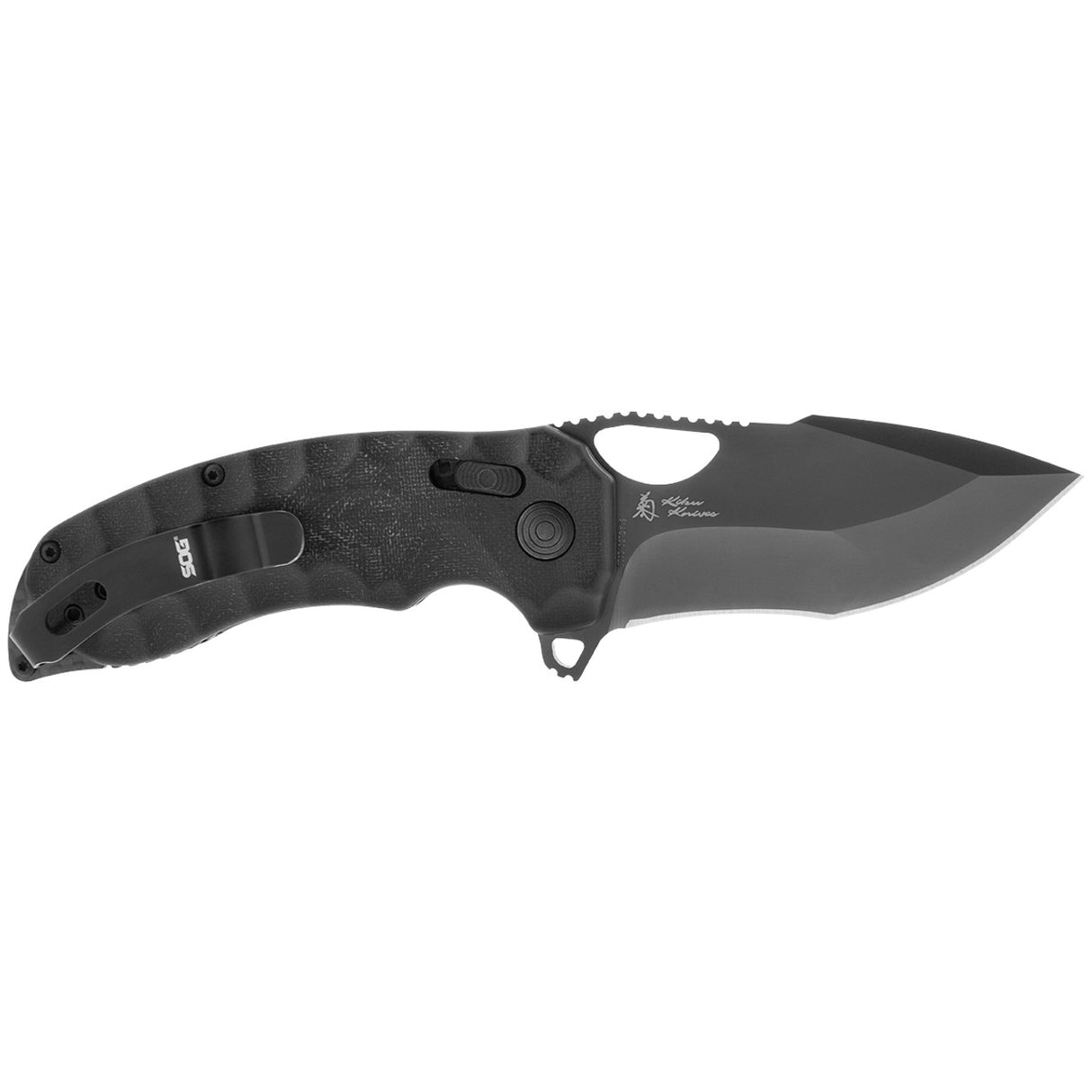 SOG -  Kiku XR, 3.2" Tanto Point Straight Edge, Linen Micarta Handle, Cryo CTS XHP Steel, Black