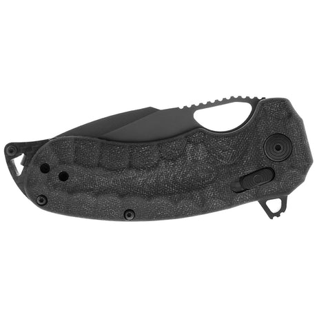 SOG -  Kiku XR, 3.2" Tanto Point Straight Edge, Linen Micarta Handle, Cryo CTS XHP Steel, Black