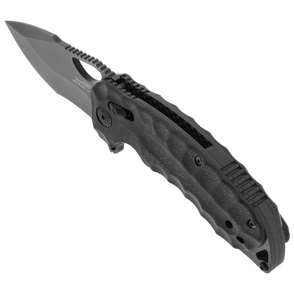 SOG -  Kiku XR, 3.2" Tanto Point Straight Edge, Linen Micarta Handle, Cryo CTS XHP Steel, Black