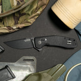 SOG - TAC XR, Folding Knife, 3.39" Straight Clip Point, G10 Handle, D2 Steel, Black Titanium Nitride Finish, Blackout