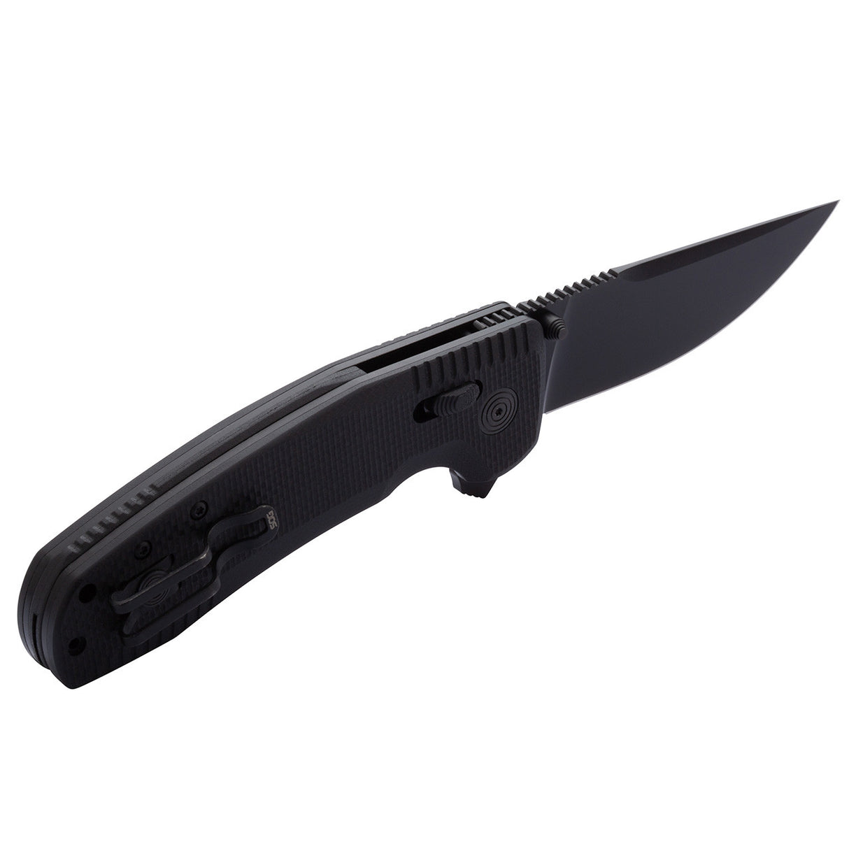 SOG - TAC XR, Folding Knife, 3.39" Straight Clip Point, G10 Handle, D2 Steel, Black Titanium Nitride Finish, Blackout