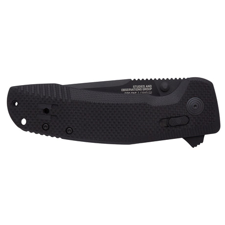 SOG - TAC XR, Folding Knife, 3.39" Straight Clip Point, G10 Handle, D2 Steel, Black Titanium Nitride Finish, Blackout