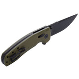 SOG - TAC XR, Folding Knife, 3.39" Straight Clip Point, G10 Handle, D2 Steel, Black Titanium Nitride Finish, Olive Drab Green