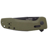 SOG - TAC XR, Folding Knife, 3.39" Straight Clip Point, G10 Handle, D2 Steel, Black Titanium Nitride Finish, Olive Drab Green