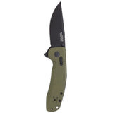 SOG - TAC XR, Folding Knife, 3.39" Straight Clip Point, G10 Handle, D2 Steel, Black Titanium Nitride Finish, Olive Drab Green