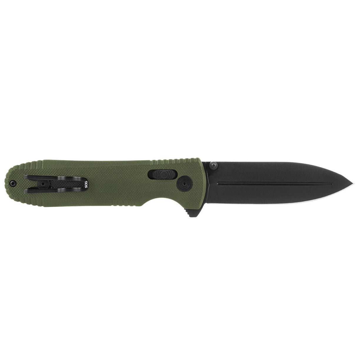 SOG - Pentagon XR, 3.6" Straight Spear Point, G10 Grips, Olive Drab Green Handle, Black Titanium Nitride Finish