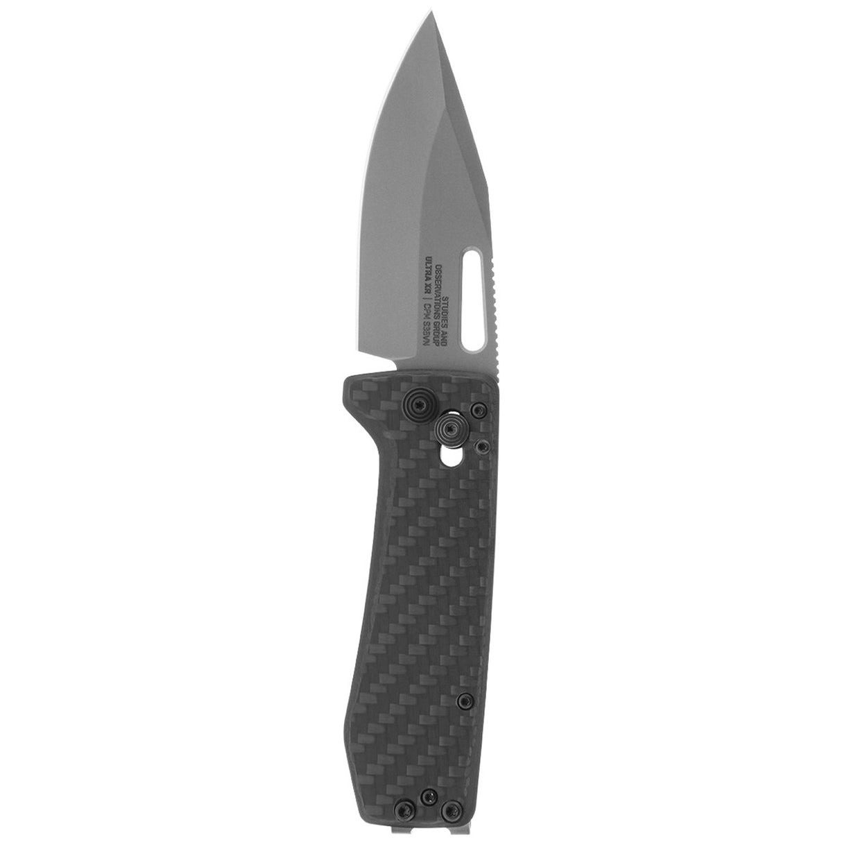 SOG - Ultra XR, Folding Knife, 2.8" Straight Clip Point, Black Carbon Fiber Handle, Black