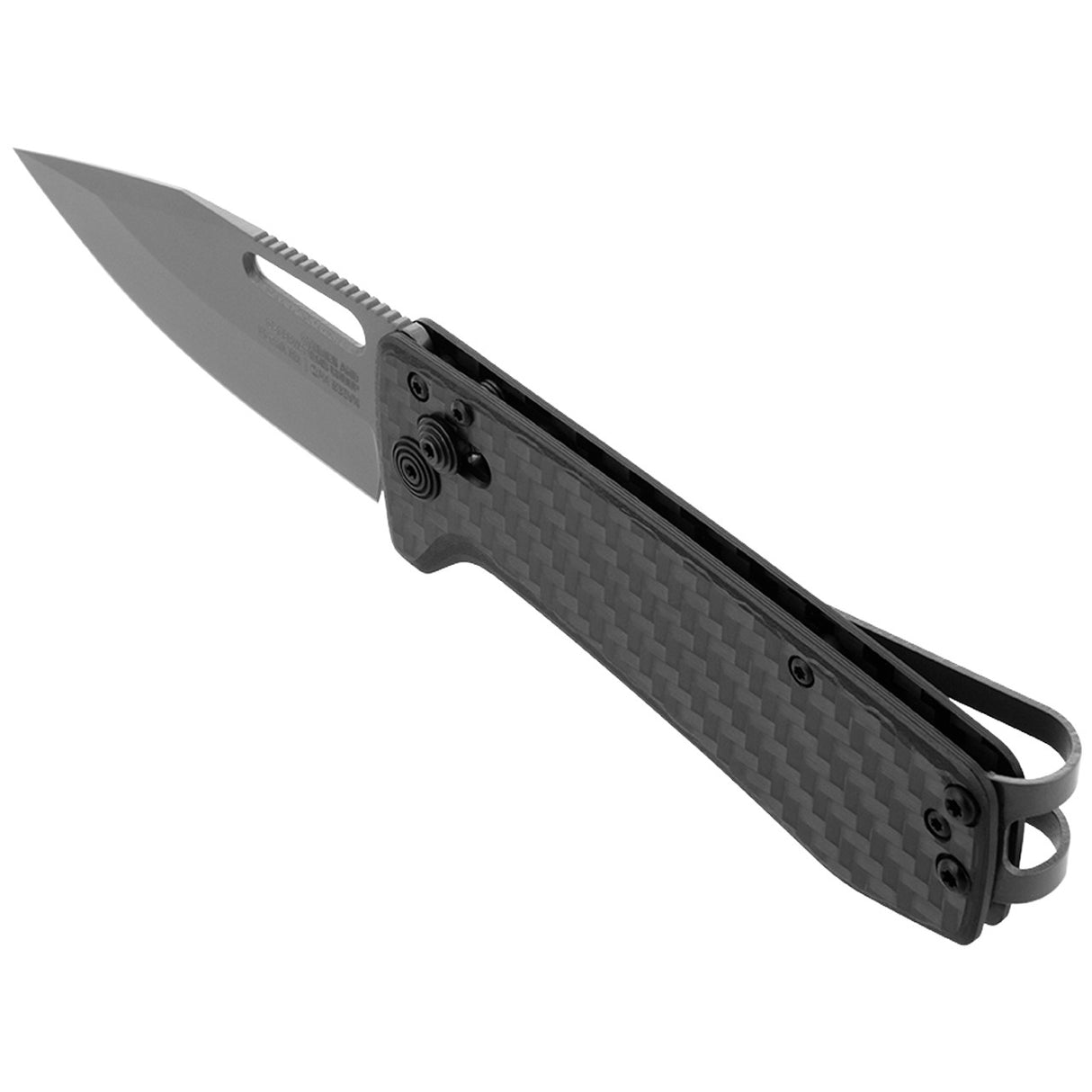 SOG - Ultra XR, Folding Knife, 2.8" Straight Clip Point, Black Carbon Fiber Handle, Black