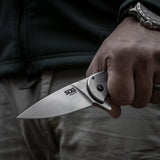 SOG - Aegis FLK, 3.4" Folding Knife, Clip Point Straight Edge, Stainless Steel Handle, Satin Finish, Silver