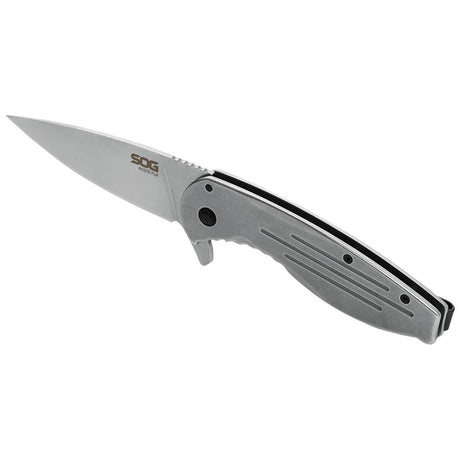 SOG - Aegis FLK, 3.4" Folding Knife, Clip Point Straight Edge, Stainless Steel Handle, Satin Finish, Silver