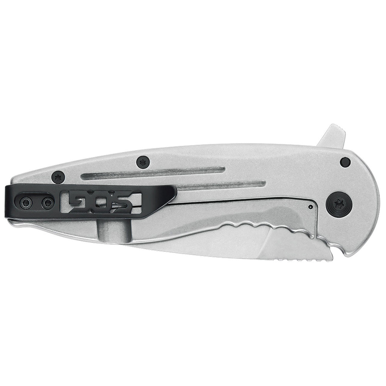 SOG - Aegis FLK, 3.4" Folding Knife, Clip Point Straight Edge, Stainless Steel Handle, Satin Finish, Silver