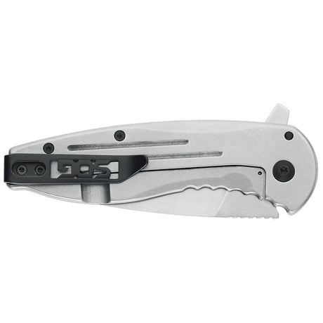 SOG - Aegis FLK, 3.4" Folding Knife, Clip Point Straight Edge, Stainless Steel Handle, Satin Finish, Silver