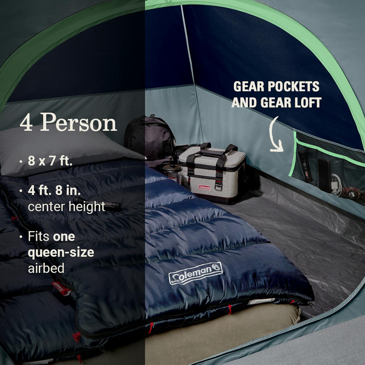 Coleman - Skydome 4-Person Tent with LED Light and WeatherTec