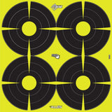 Allen Company - EZ Aim Splash Reactive Paper Shooting Targets, Bullseye, 4 Targets Per Sheet, 12"W x 12"H, 12-Pack, Black/Chartreuse