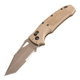 Hogue - SIG K320® Manual Folder (M17/M18) 3.5" Tanto Blade (Partially Serrated) - Coyote PVD Coyote Tan Polymer Frame