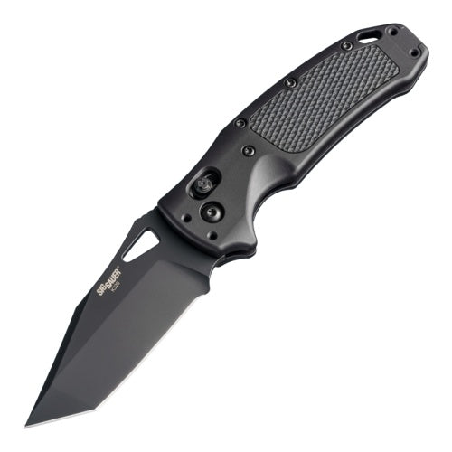 Hogue - SIG K320® AXG Manual Folder (Pro) 3.5" Tanto Blade - Black Cerakote Matte Black Aluminum Frame & Solid Black G10 Insert