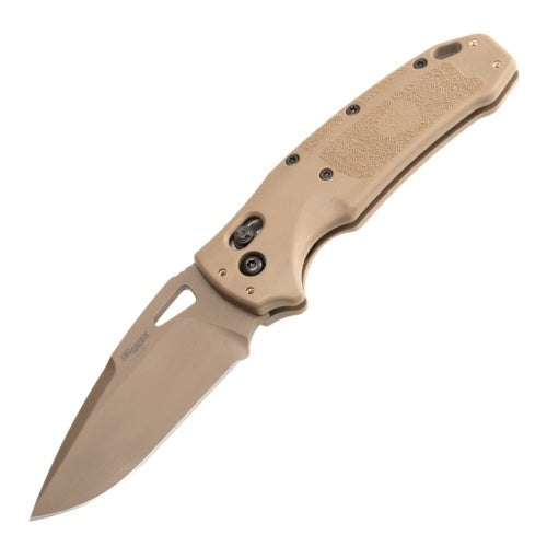 Hogue - SIG K320® Manual Folder (M17/M18) 3.5" Drop Point Blade - Coyote PVD Coyote Tan Polymer Frame